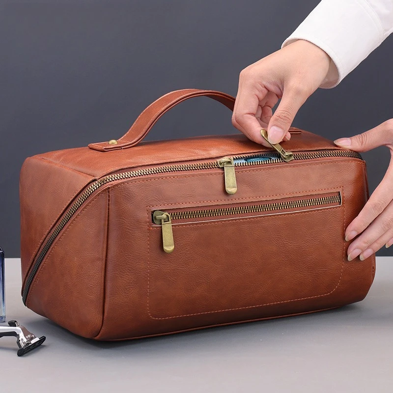 Mens Grooming Travel Kit - Make-uptas Vintage PU reisorganizer voor heren,