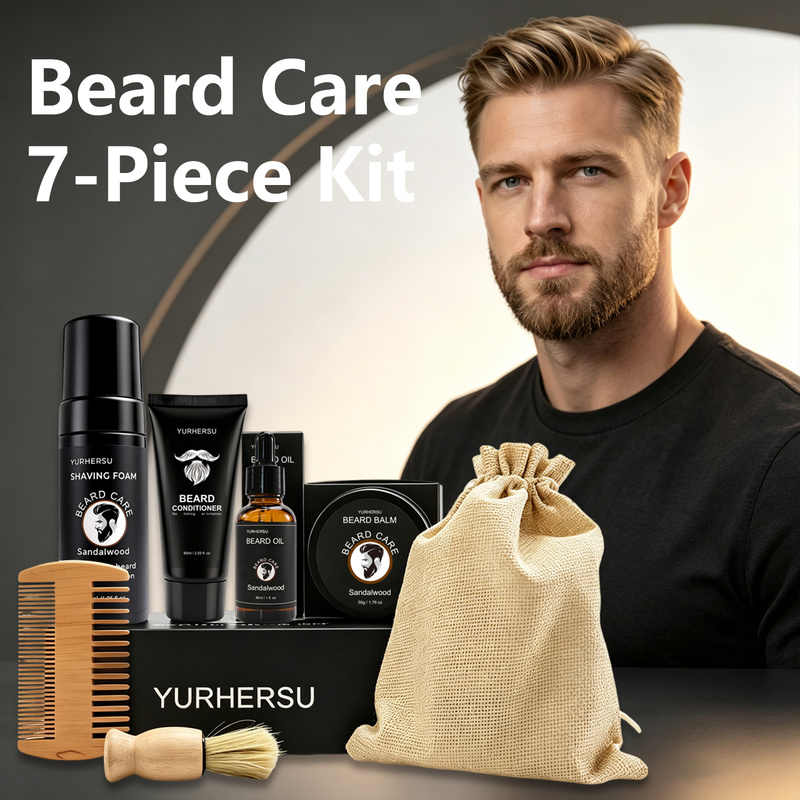 Grooming Kit - Baardverzorgingsset 7-delig met kam, borstel, schaar,